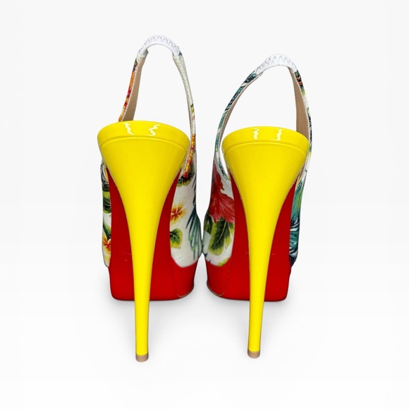 Christian Louboutin Yellow and Red Tropical Heels Size 38.5 - Picture 4 of 10